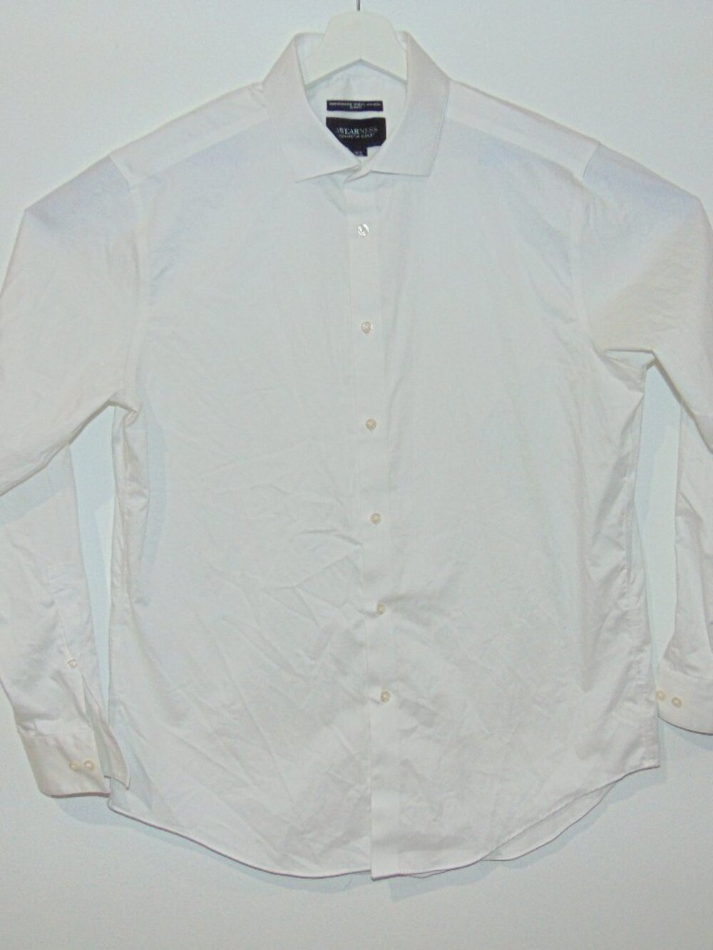 AWEARNESS Kenneth Cole Dress Shirt Mens 16.5 L White Slim Fit Non-Iron Stretch